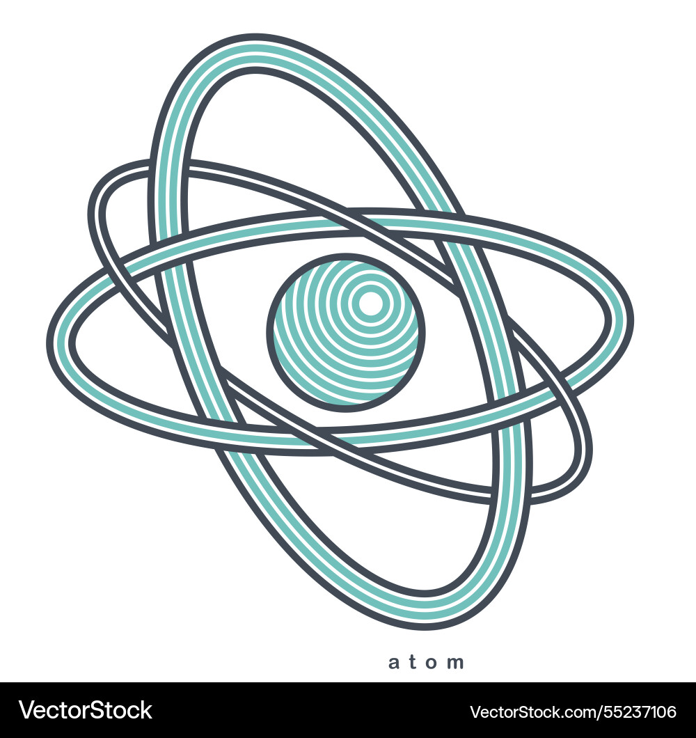 Atom symbol in modern linear style isolated vector image