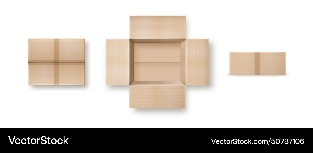 Box empty open and closed cardboard Vector Image