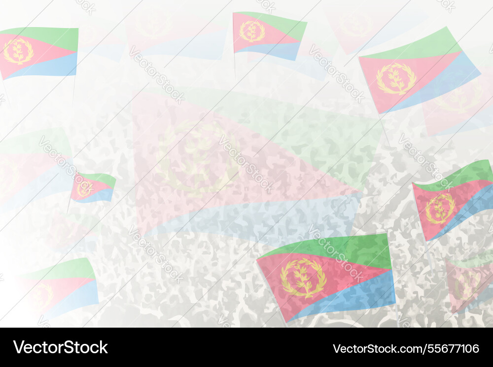 Celebratory crowd with eritrea flags background vector image