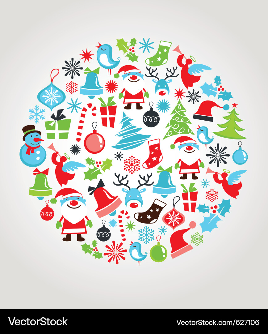 Christmas Icon Set Background Vector Image