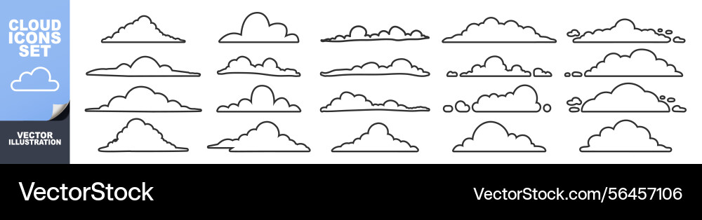 Clouds icon set isolated on transparent Vector Image