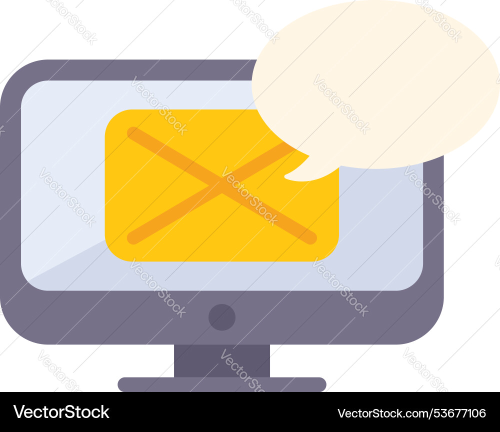 Desktop computer displaying email notification Desktop computer displaying email notification vector image