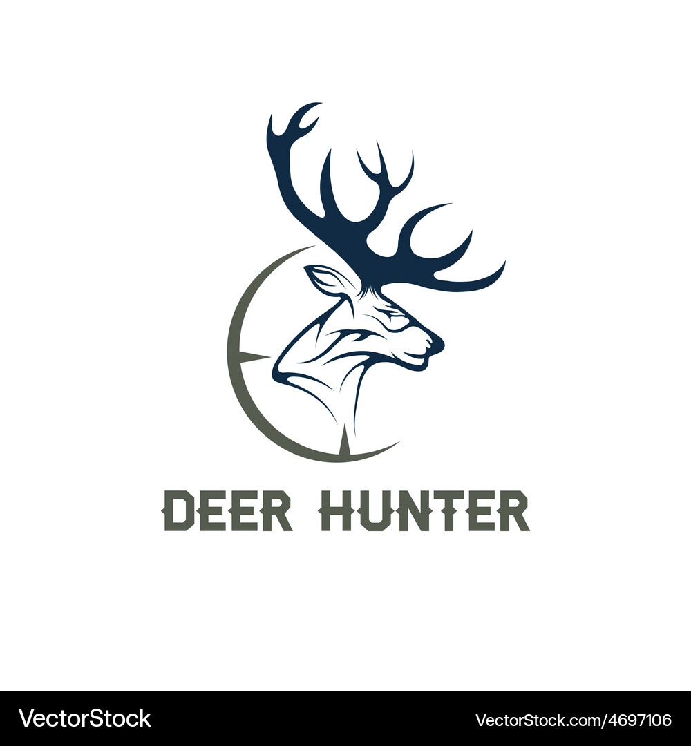 Elegant Deer Hunter Silhouette Vector Image