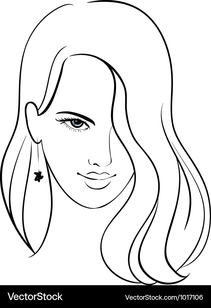 Elegant Girl Face Sketch Vector Image
