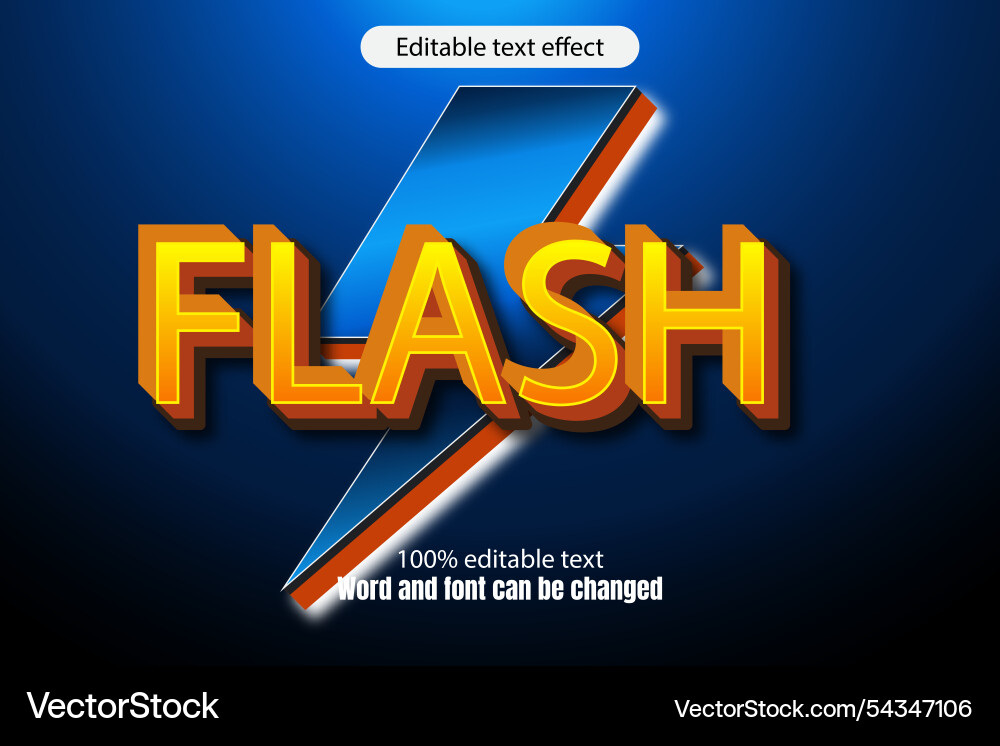 Flash editable text effect 3d emboss cartoon Vector Image