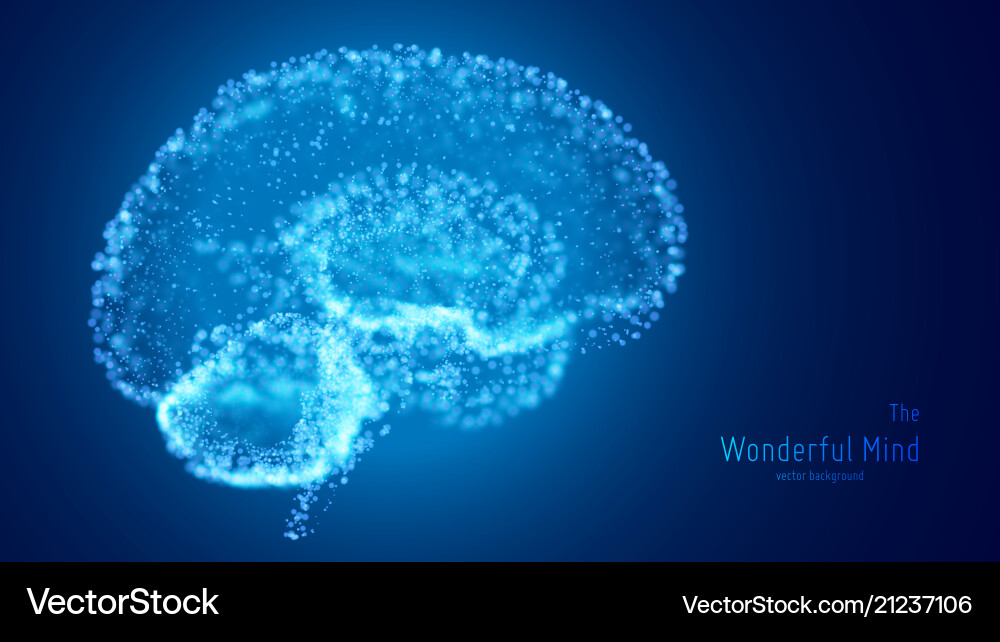 Glowing 3D Brain with Neural Network vector image