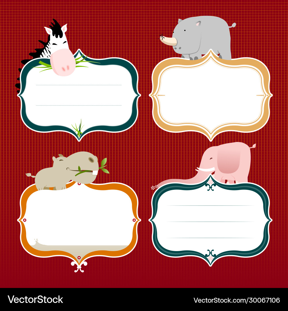 Jungle animals set four labels Jungle animals set four labels vector image