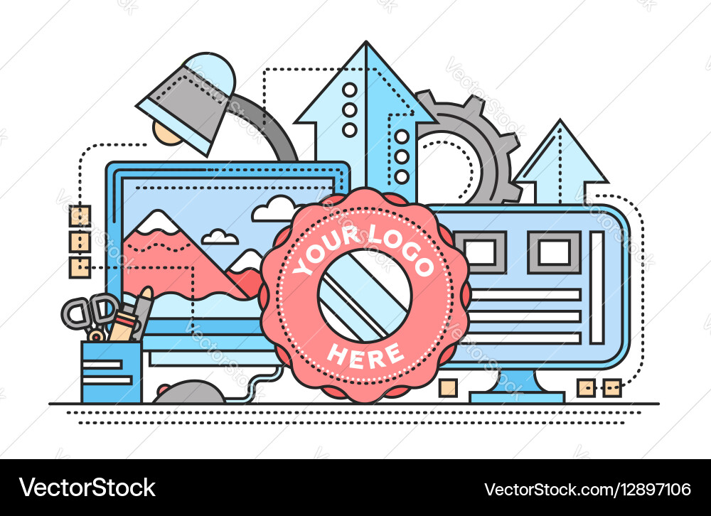 Logo template image processing - flat line design vector image