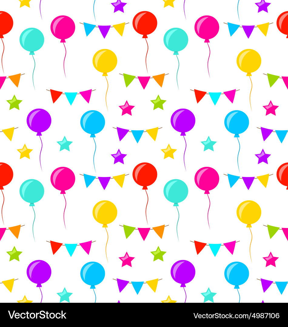 Seamless texture with bunting party flags balloons Vector Image