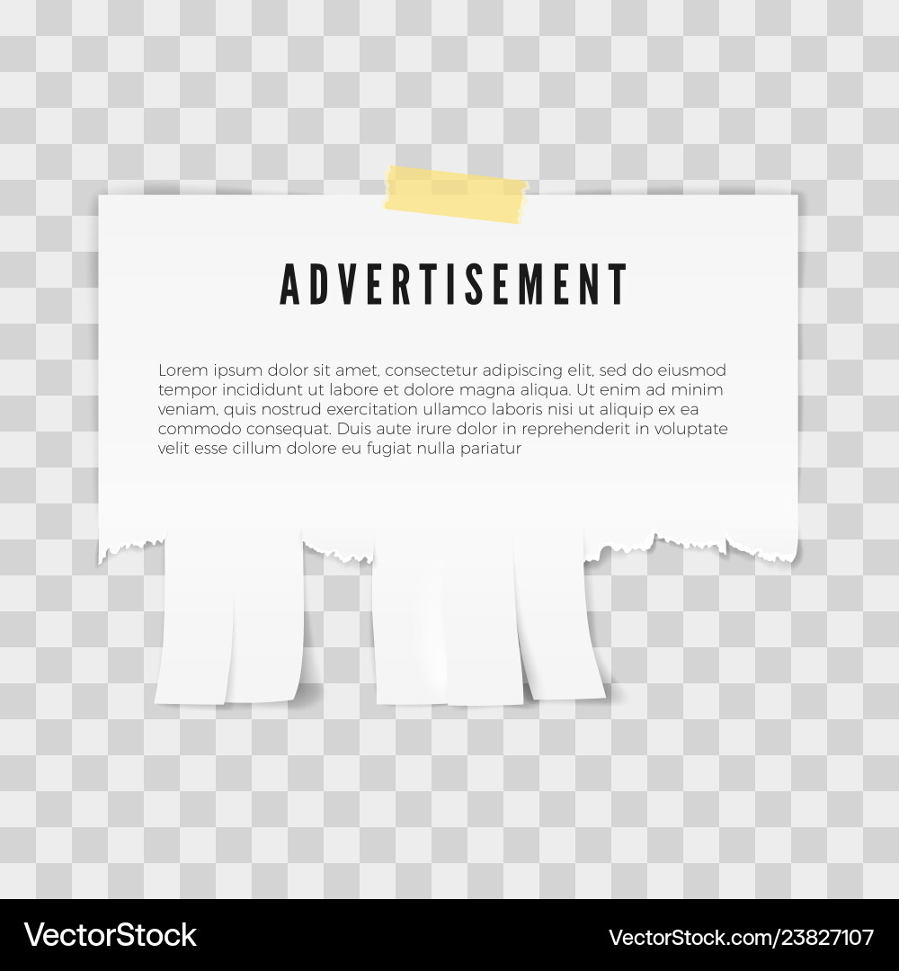 Advertisement tear-off paper template with copy Vector Image