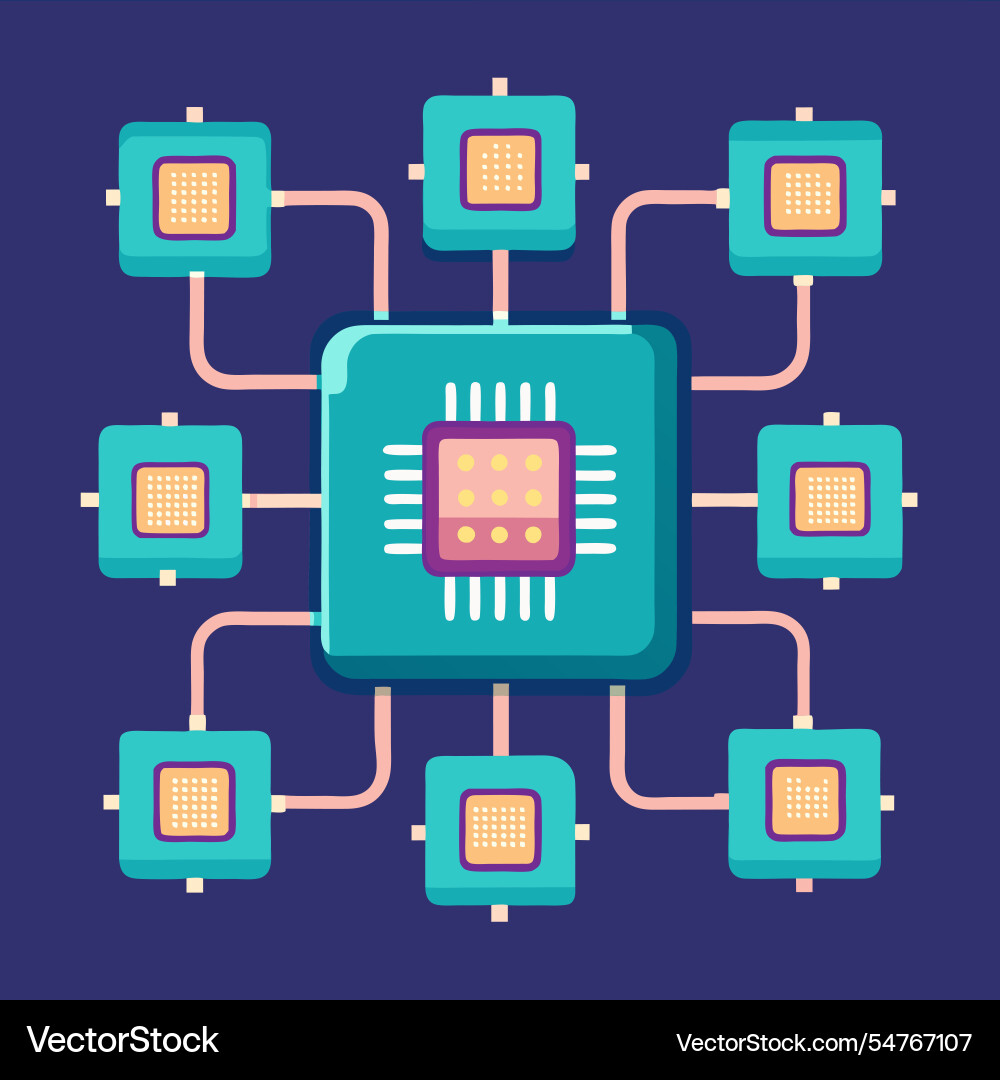 Ai chipsets in a symmetrical grid the blueprint Ai chipsets in a symmetrical grid the blueprint vector image