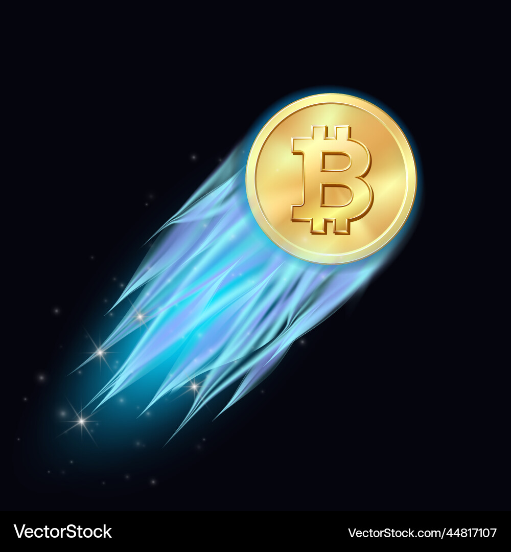 Bitcoin take off - flaming with blue fire – Royalty-Free Vector |  VectorStock