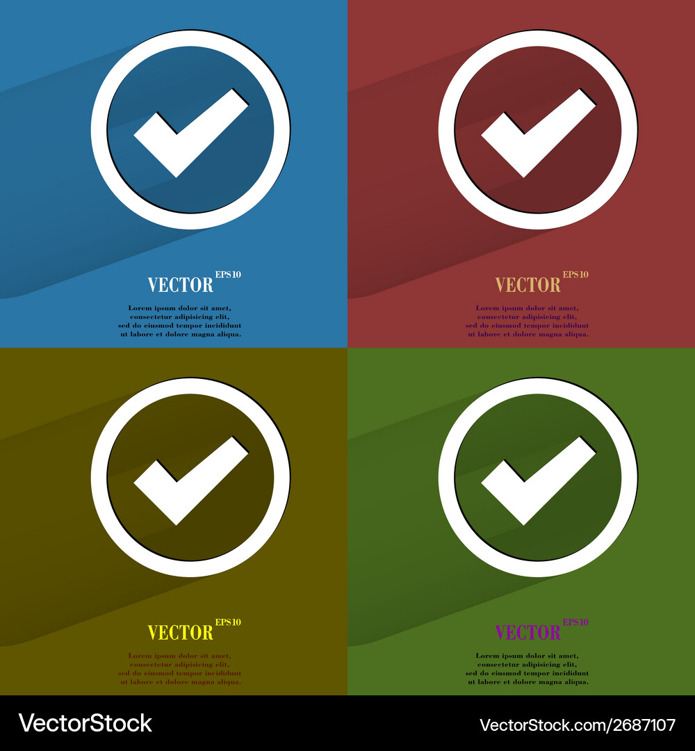 Color set check mark flat modern web button Vector Image