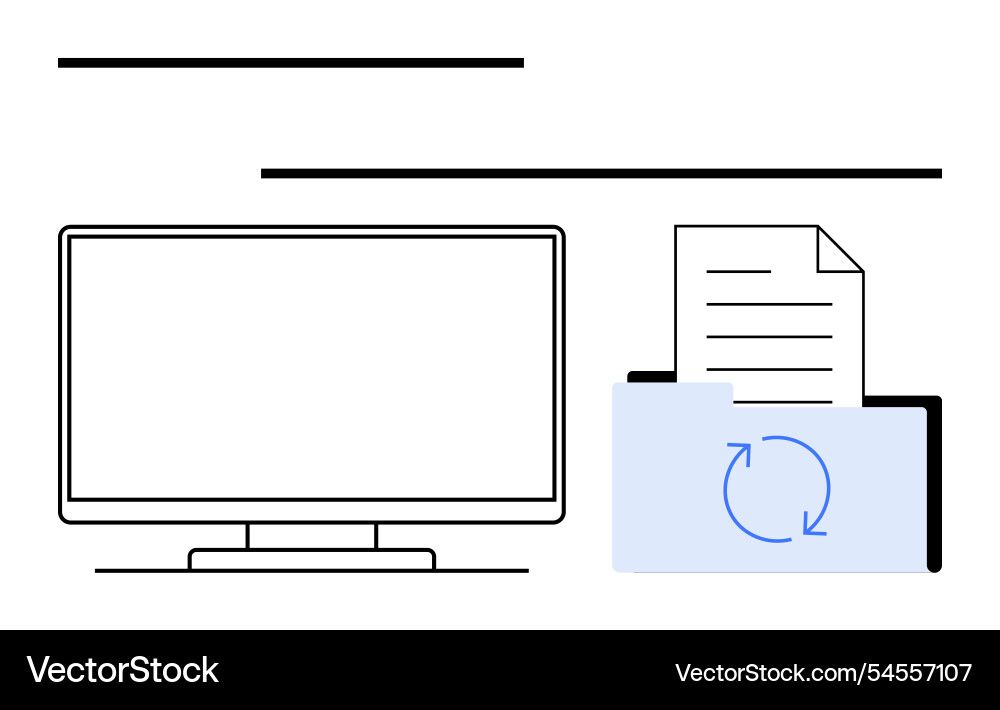 Computer screen and folder with document Computer screen and folder with document vector image