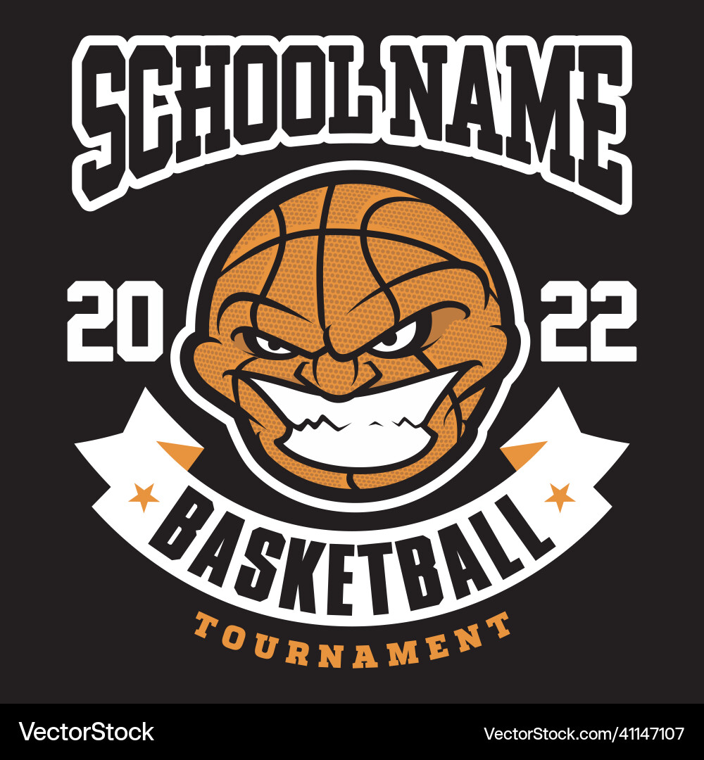 High School Sports Team Badge - Basketball Vector Image