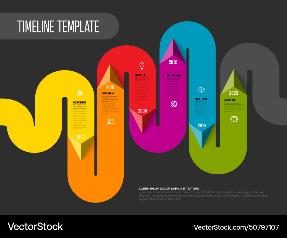Infographic dark bold solid color timeline Vector Image