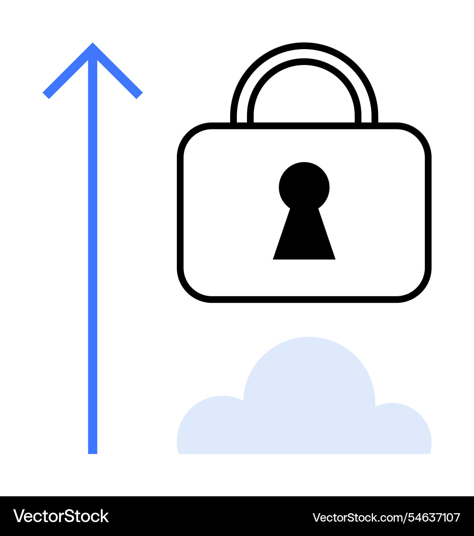 Sicheres Cloud Computing-Konzept mit Pfeil nach oben Sicheres Cloud Computing-Konzept mit Pfeil nach oben Vektorbild