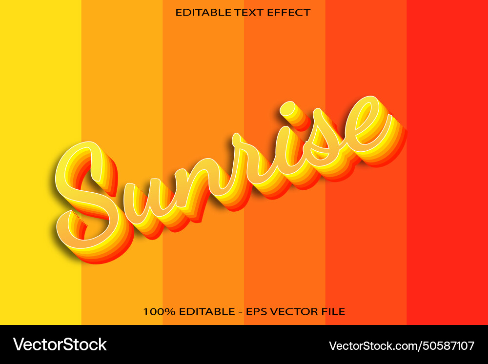 Sunrise editable text effect 3d gradient style Sunrise editable text effect 3d gradient style vector image