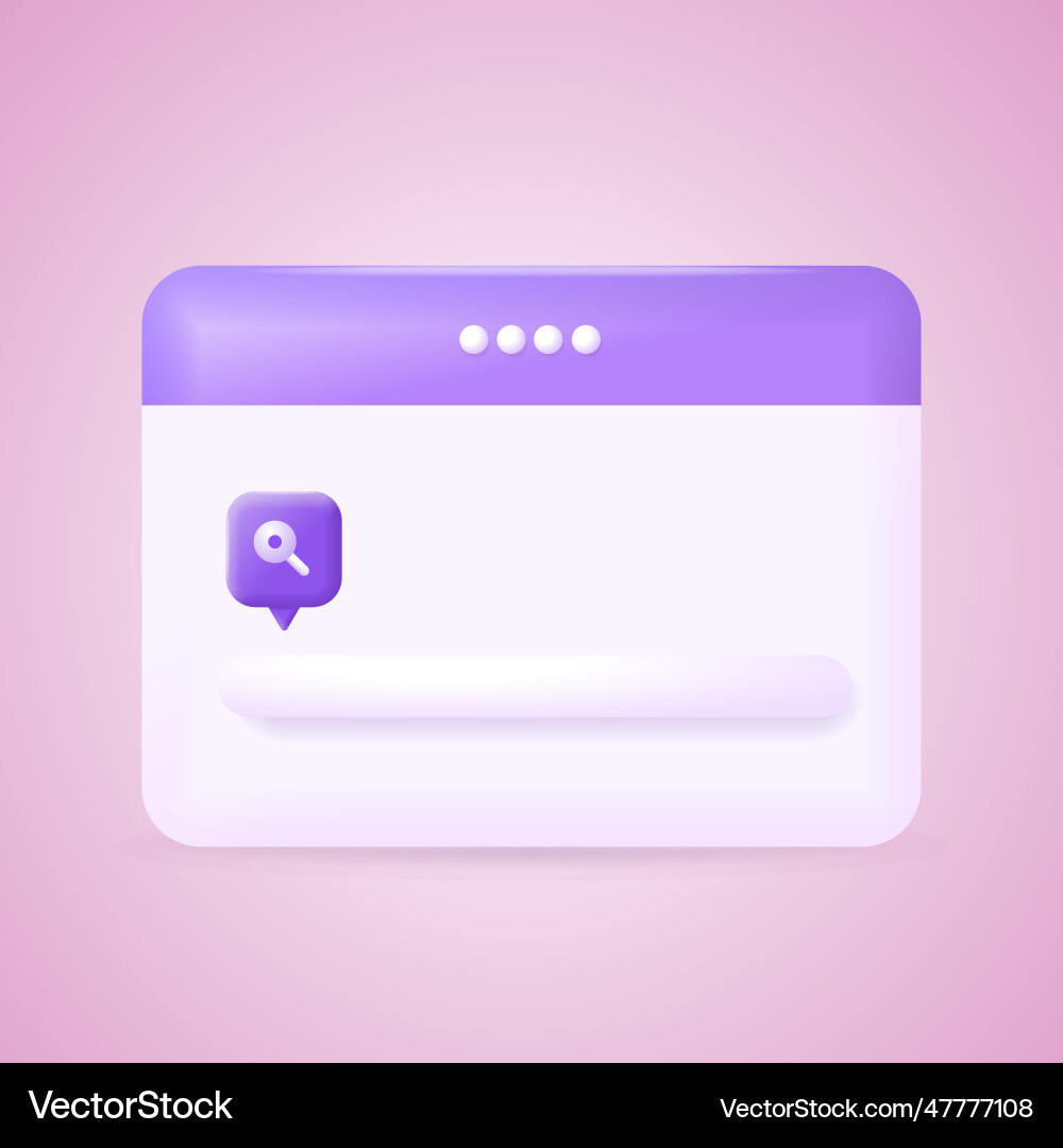 3d simple browser window opened template 3d simple browser window opened template vector image