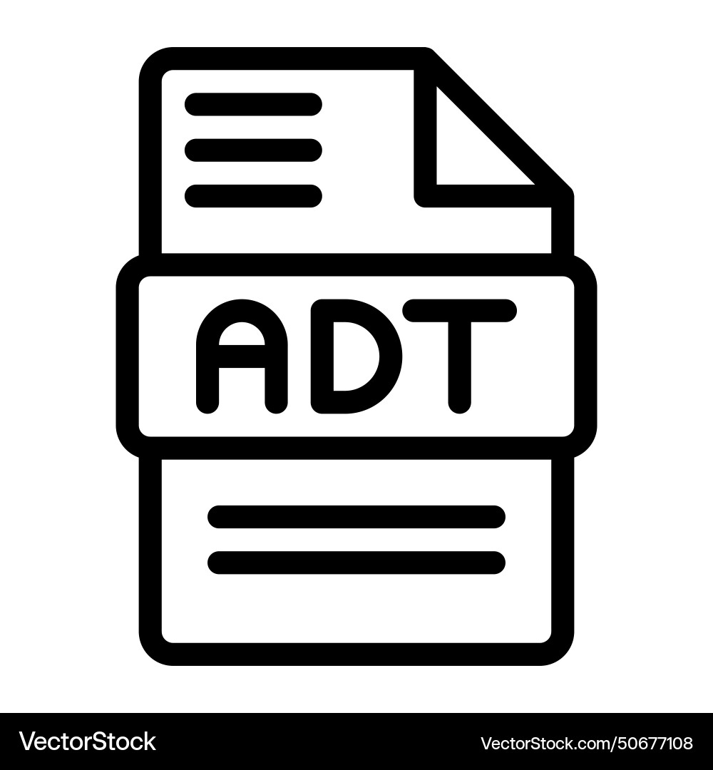 Adt file type icons audio extension icon outline vector image