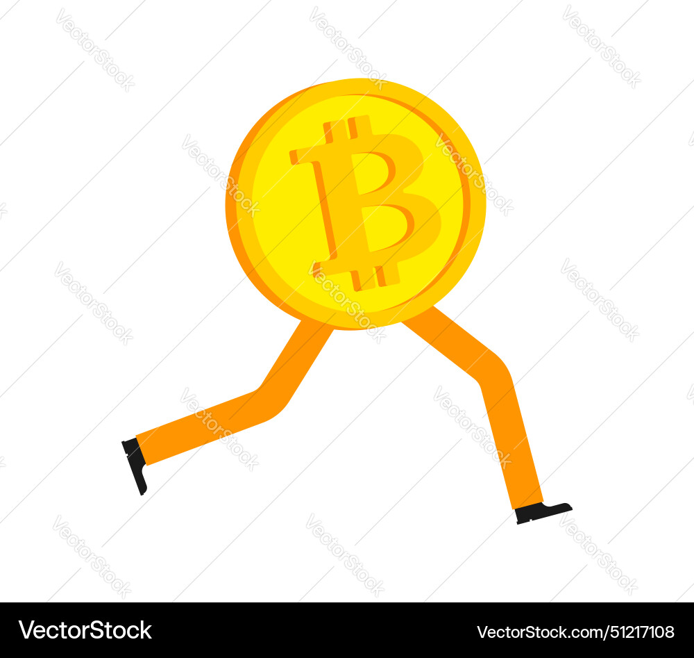 Bitcoin is running concept increase in value Bitcoin is running concept increase in value vector image