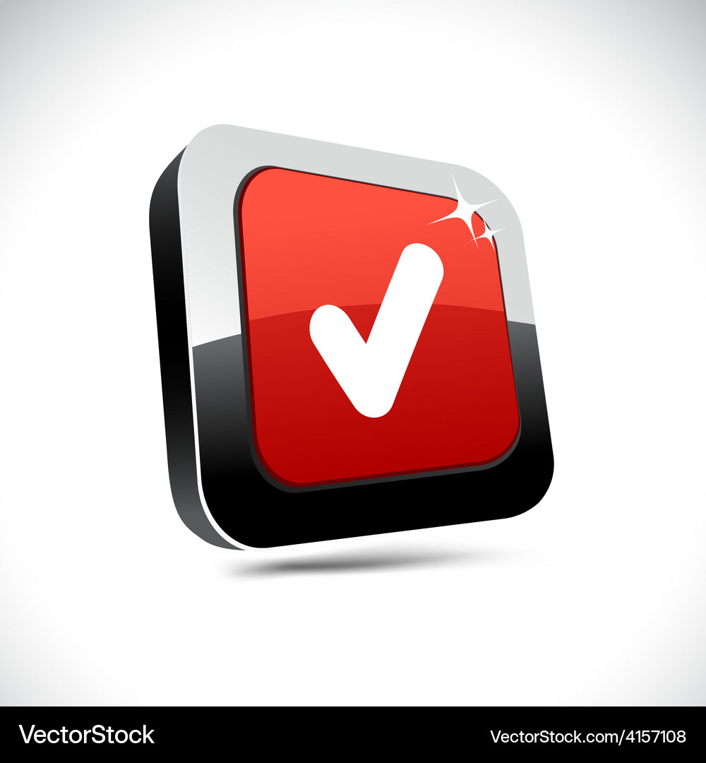 Check 3d square button Vector Image