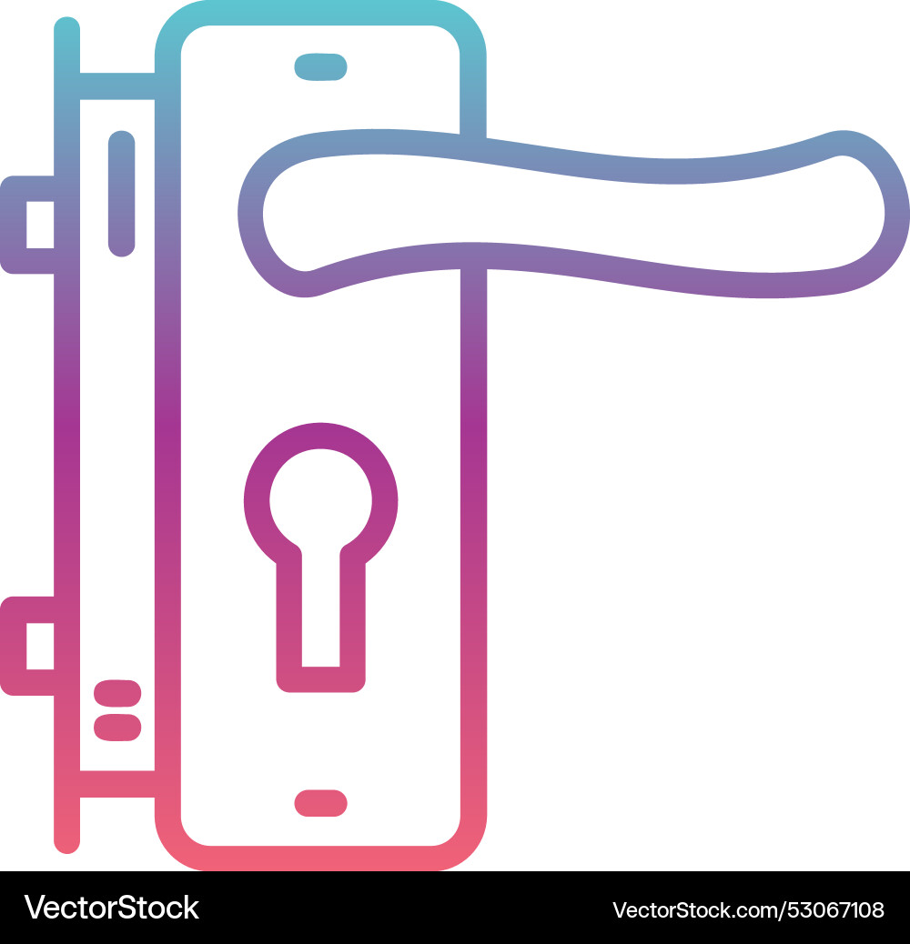 Door handle and lock line gradient design vector image