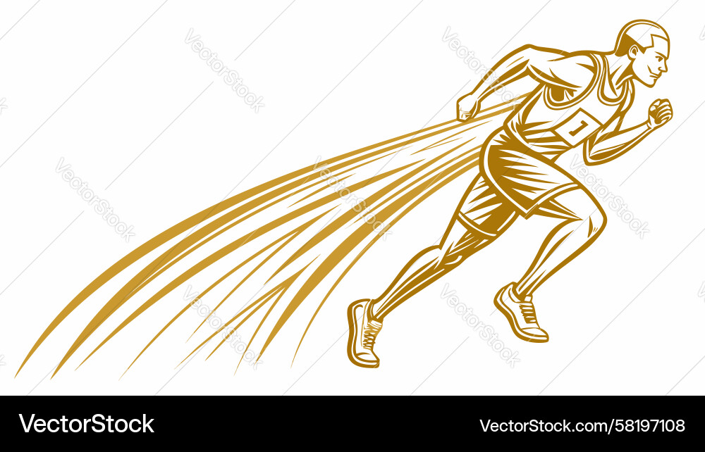 Dynamic Runner with Speed Trails Vector Image