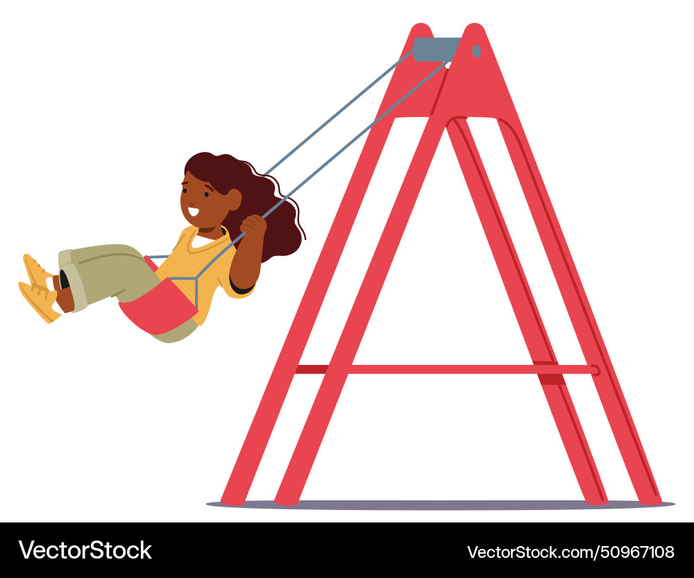 Joyful child character swings back and forth Joyful child character swings back and forth vector image