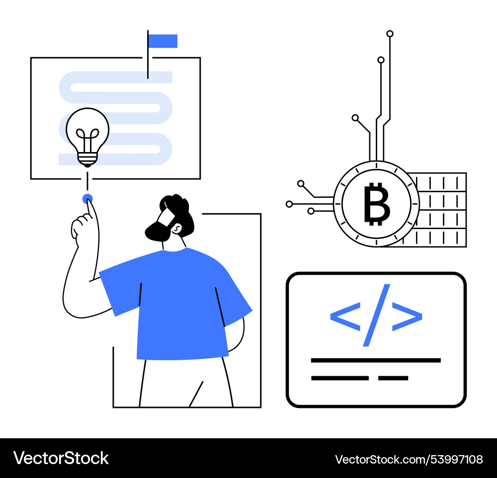 Konzeptionelles Design kombiniert Blockchain Codierung Konzeptionelles Design kombiniert Blockchain Codierung Vektorbild