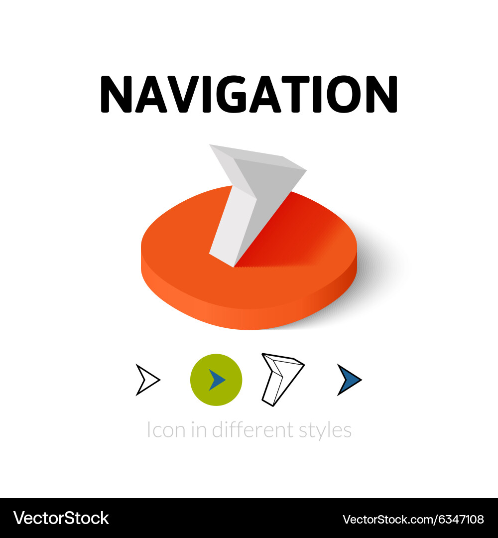 Navigation icon in different style Vector Image