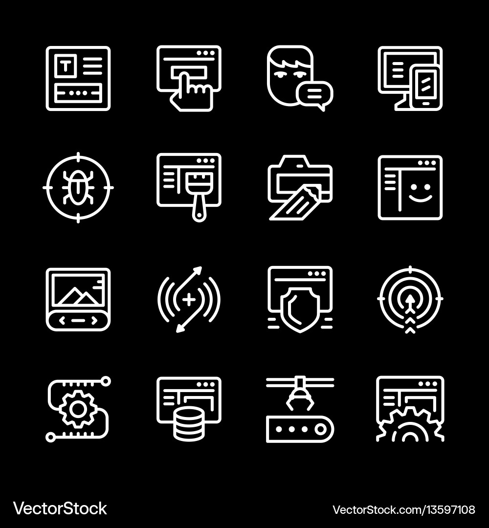 Set line icons of web development Set line icons of web development vector image