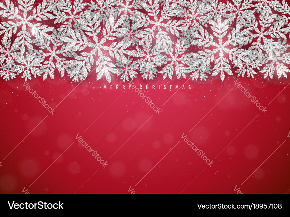 Silber Glittering Schneeflocke Weihnachten Hintergrund Vektorbild
