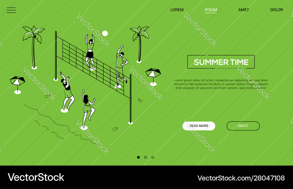 Summer time - line design style isometric web Vector Image