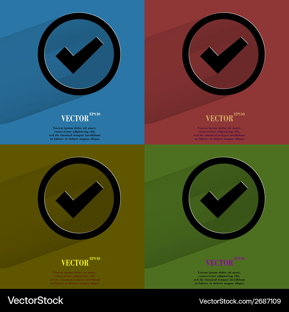 Color set check mark flat modern web button Vector Image