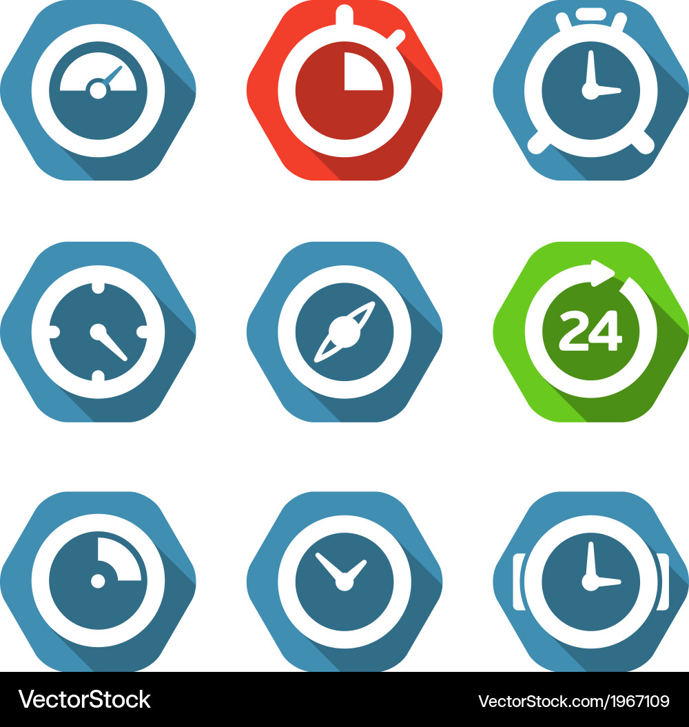 Different clock buttons collection vector image