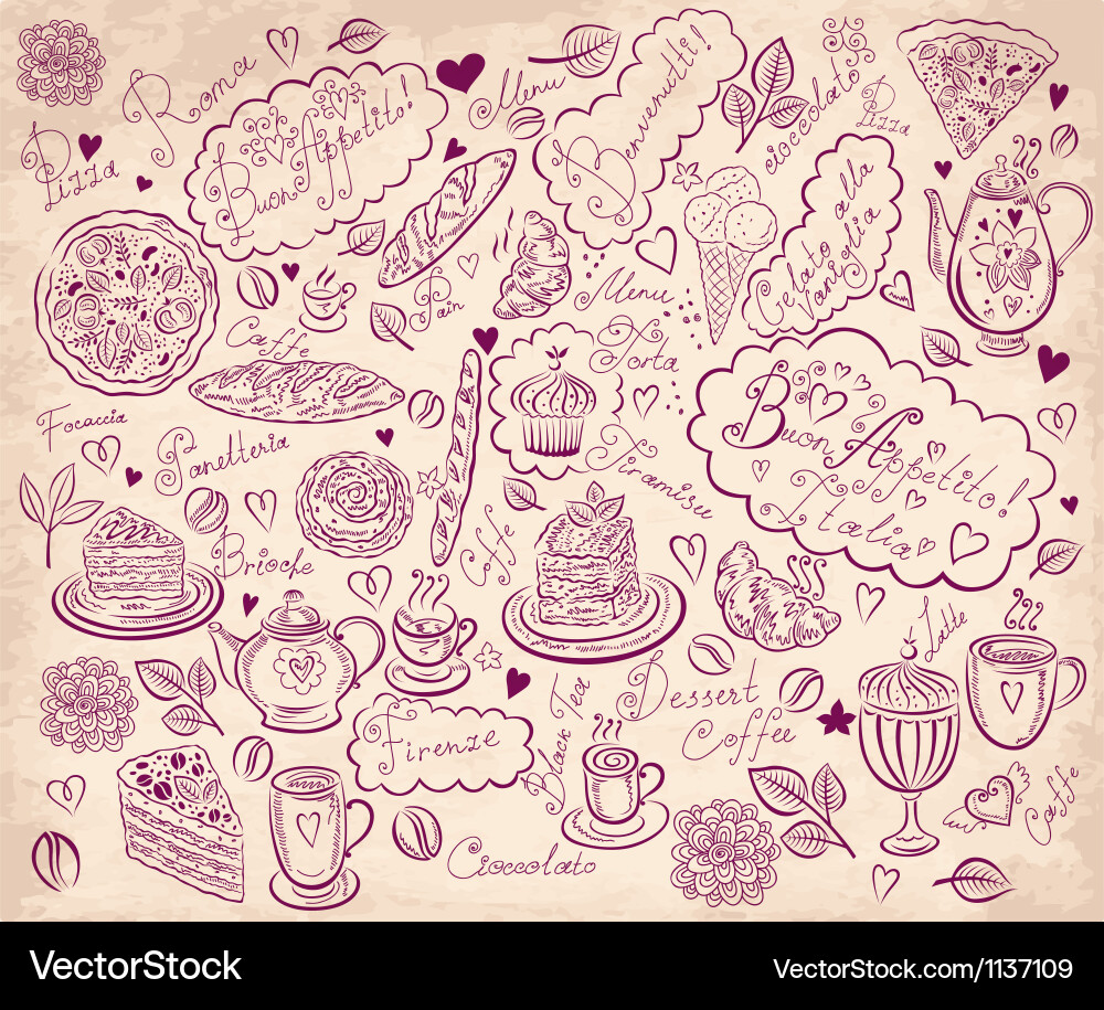Hand-Drawn Menu Pattern vector image