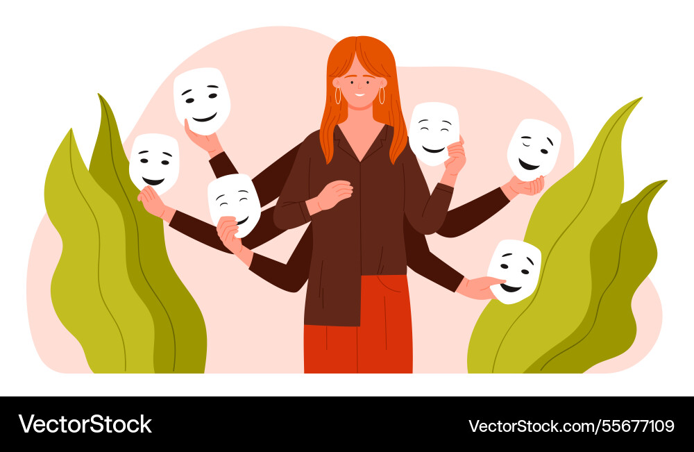 Hiding true feelings fake emotions of actor Hiding true feelings fake emotions of actor vector image