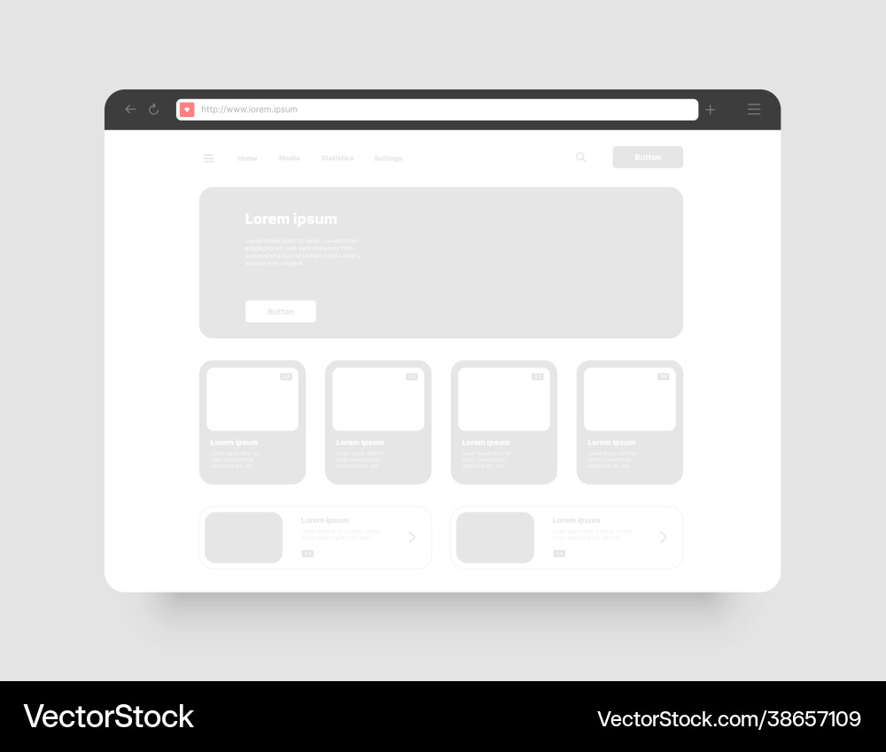 Minimalistic concept web browser wireframes vector image