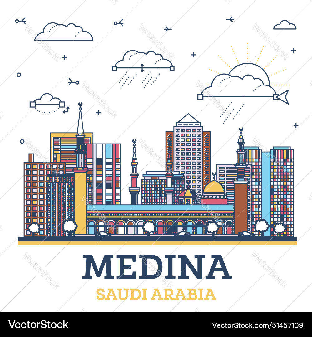 Outline medina saudi arabia city skyline Outline medina saudi arabia city skyline vektorbild