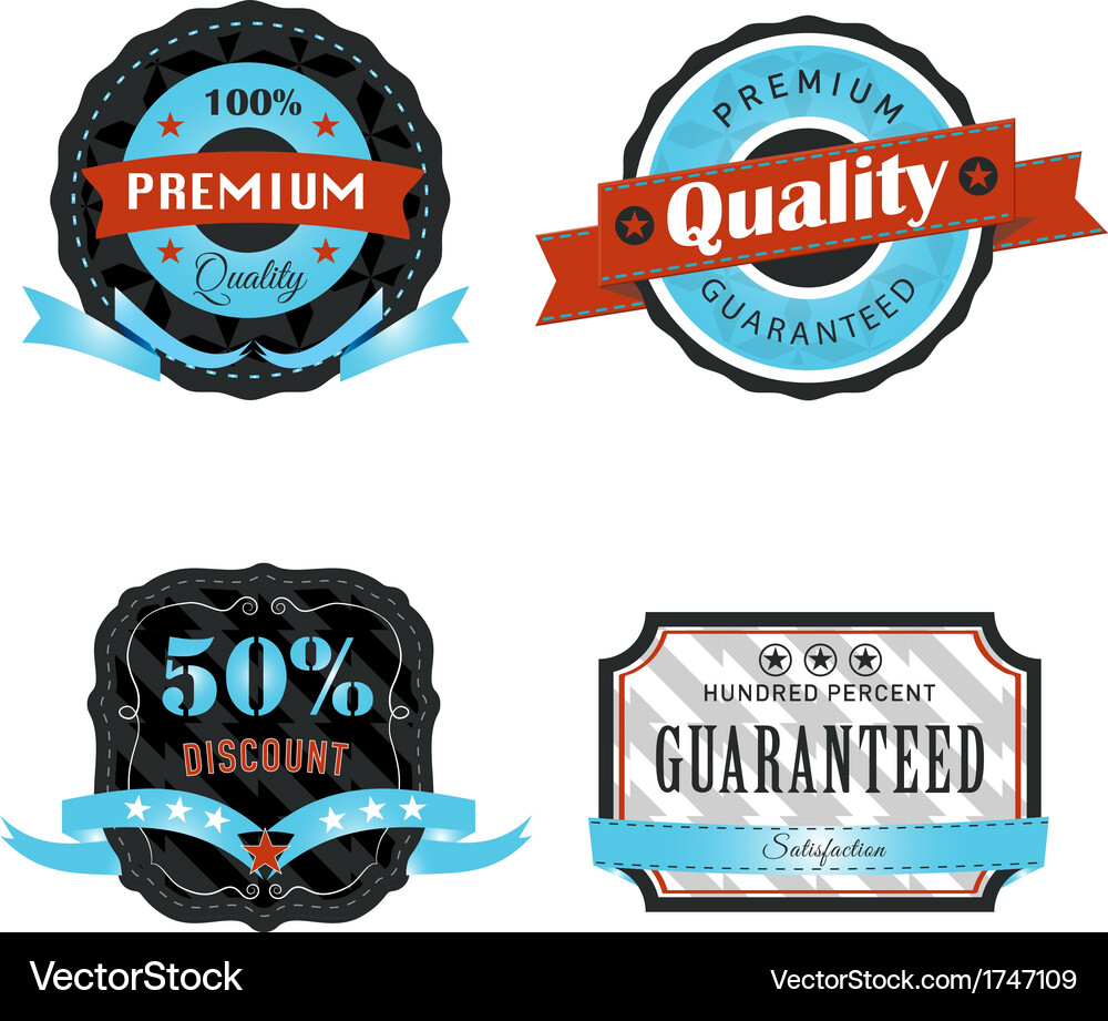 Retro Labels & Buttons Collection Vector Image