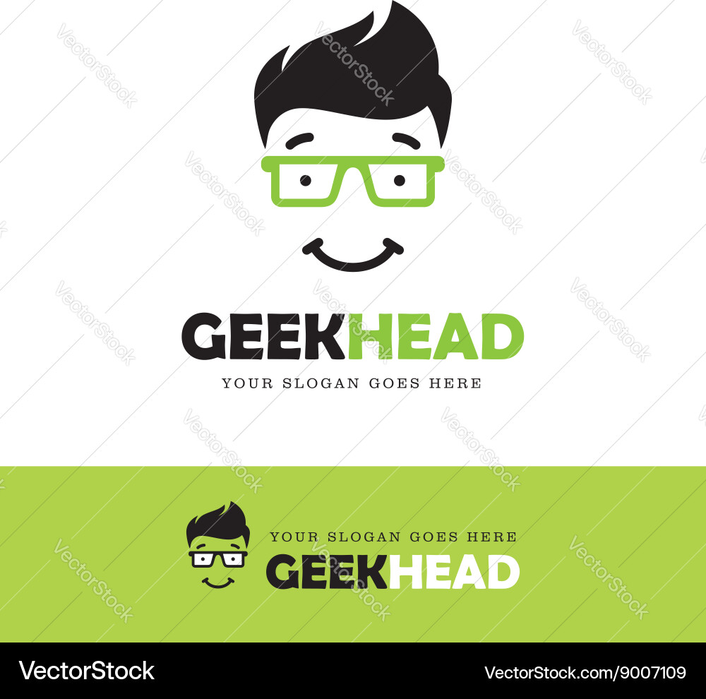 Smiling Geek Face Logo Vector Image