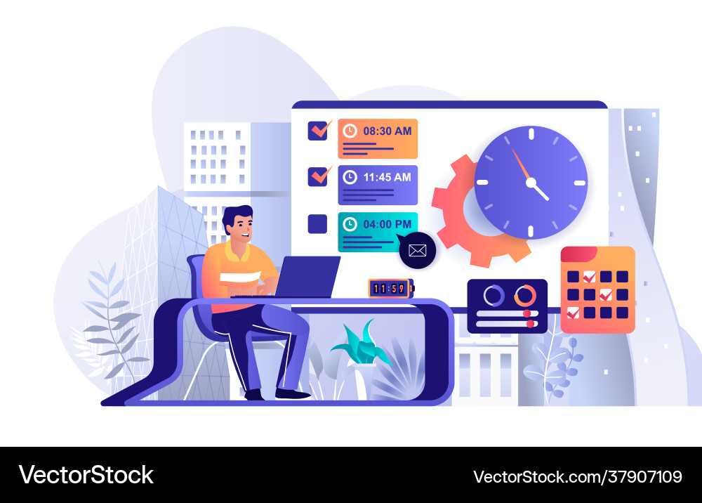 Time Management Workflow Concept vector image