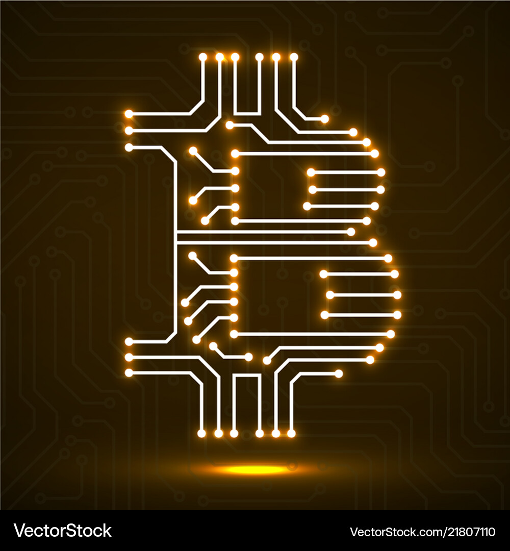 Abstract sign bitcoin from circuit board – Royalty-Free Vector | VectorStock
