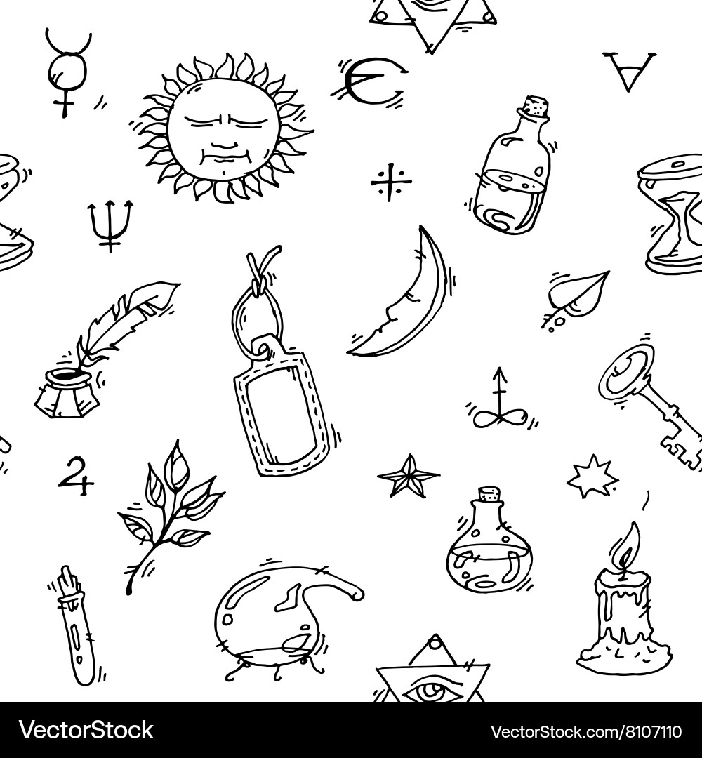Alchemy symbols pattern vector image