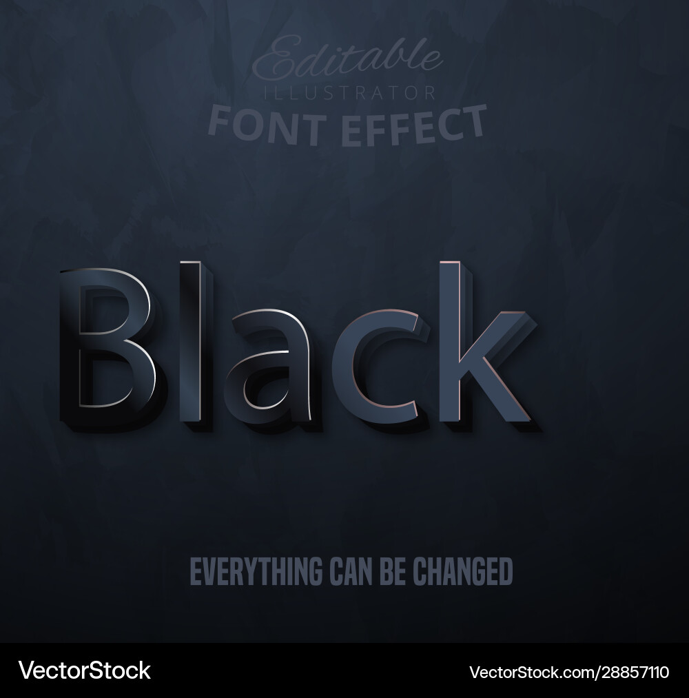 Black text editable font effect Vector Image
