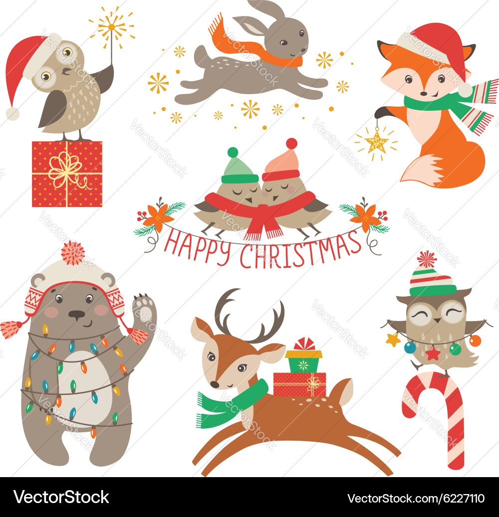 Christmas Woodland Animals vector image