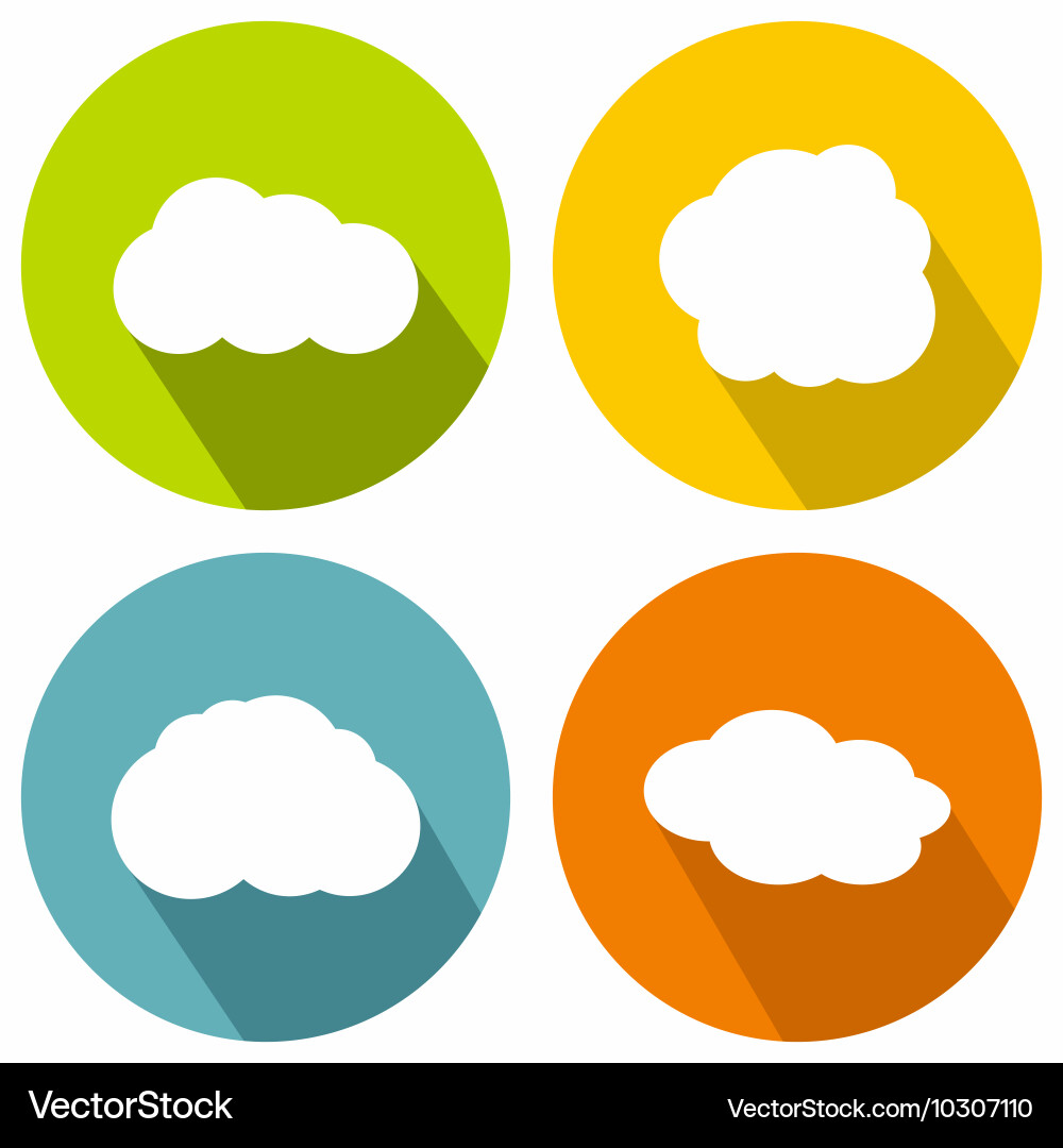 Cloud flat icons on color background with long vector image