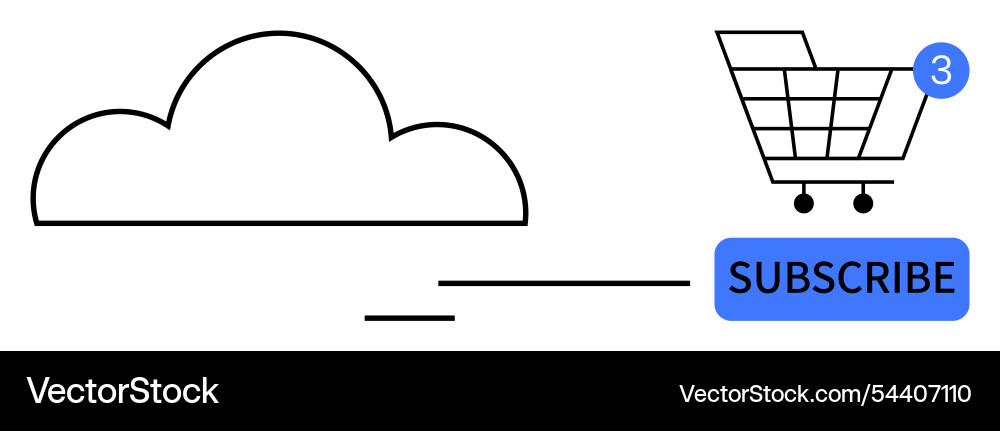 Cloud storage with shopping cart and subscription Cloud storage with shopping cart and subscription vector image