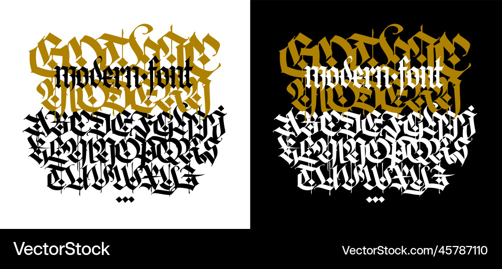 Gothic capital white latin letters on a black Gothic capital white latin letters on a black vector image